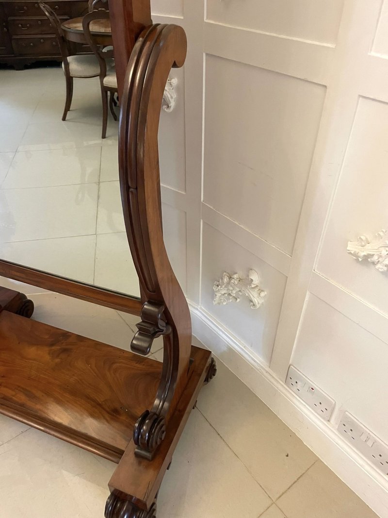 Large Antique Victorian Quality Mahogany Cheval Mirror - Image 7